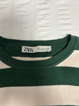 Jersey Zara Rayas Verde y Beige