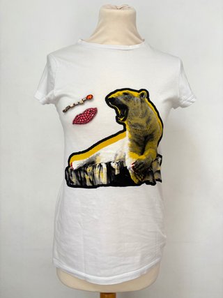 T-shirt Stella McCartney bianca con orso