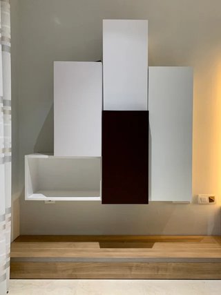 Mueble modular blanco y marrón