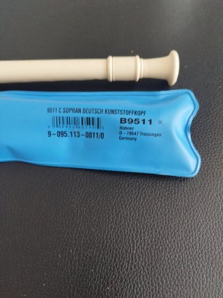 Flauta dulce con funda azul