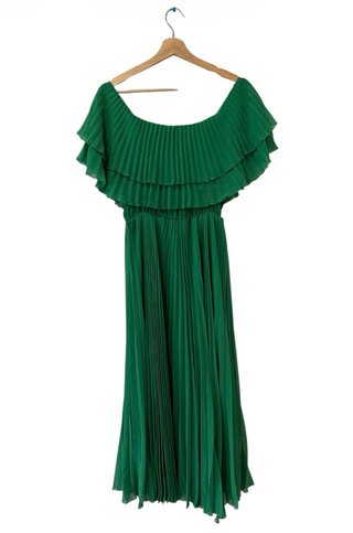 Vestido Zara Largo Verde Plisado Talla XS/S