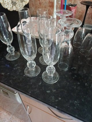 Copas de champán de cristal