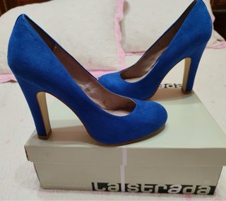 Zapatos tacón La Strada azul talla 37