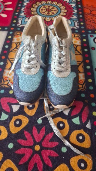 Zapatillas Mujer Azul y Plata Talla 38