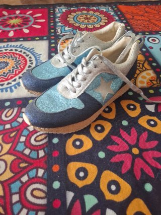 Zapatillas Mujer Azul y Plata Talla 38