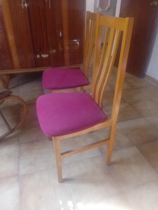 6 Sillas Madera Terciopelo Rojo