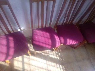 6 Sillas Madera Terciopelo Rojo