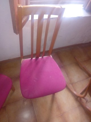 6 Sillas Madera Terciopelo Rojo