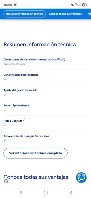 Secadora Balay Condensación 8kg