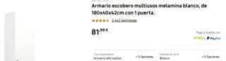 Armario de madera blanco para limpieza/baño