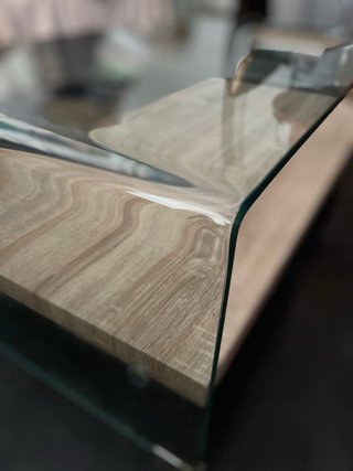Mesa baja cristal y madera The Masie