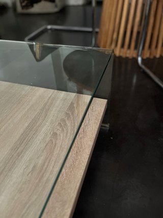 Mesa baja cristal y madera The Masie