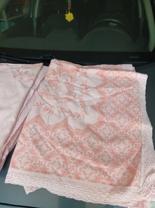 Coperte vintage rosa e bianca