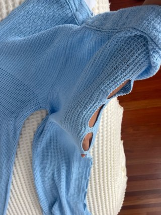 Pantalón Pull&Bear azul hilo pata ancha L