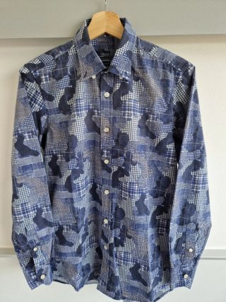 Camisa Harmont & Blaine Mosaico Azul 100% Algodón