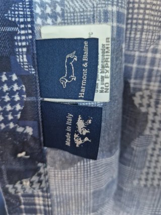 Camisa Harmont & Blaine Mosaico Azul 100% Algodón