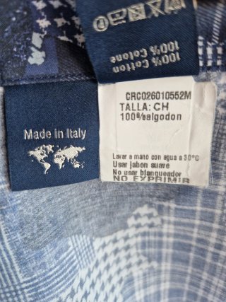 Camisa Harmont & Blaine Mosaico Azul 100% Algodón