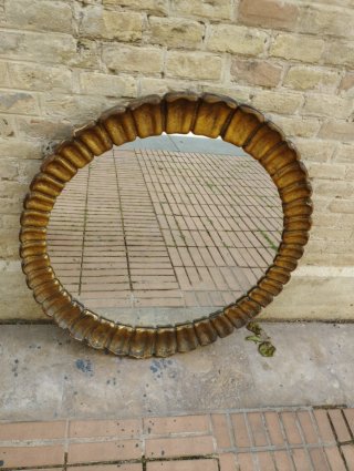 Espejo Ovalado Dorado Años 50