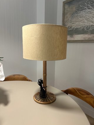 Lámpara de mesa ratán y bambú