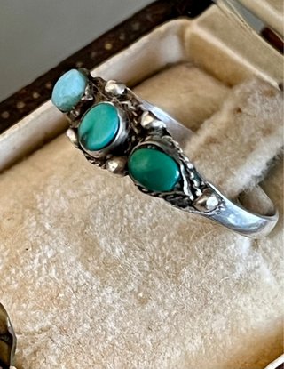 Anello vintage argento e turchese