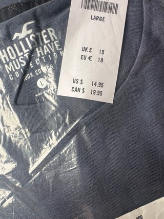 Camiseta Hollister Talla L Azul