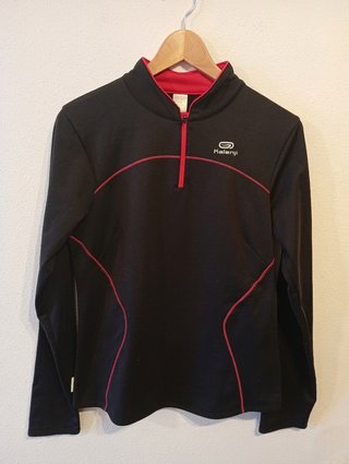 Sudadera Kalenji running mujer T38 negra/rosa
