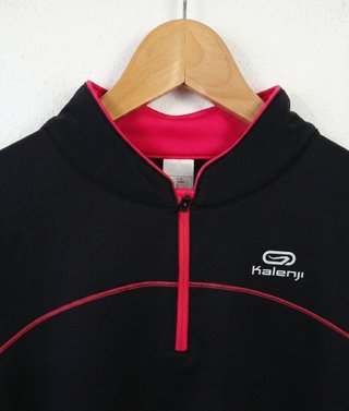 Sudadera Kalenji running mujer T38 negra/rosa