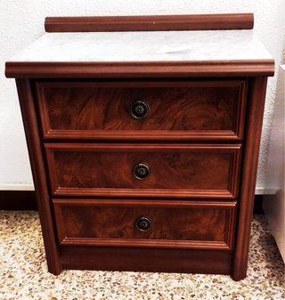 Lote Armario, 2 mesillas, cabecero y cómoda madera