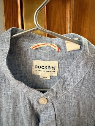 Camisa Dockers Lino Cuello Mao Azul
