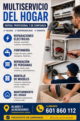 Electricidad, Fontanería, Persianas