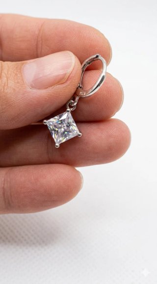 Pendientes Plata 925 Circonitas Rombo Aro