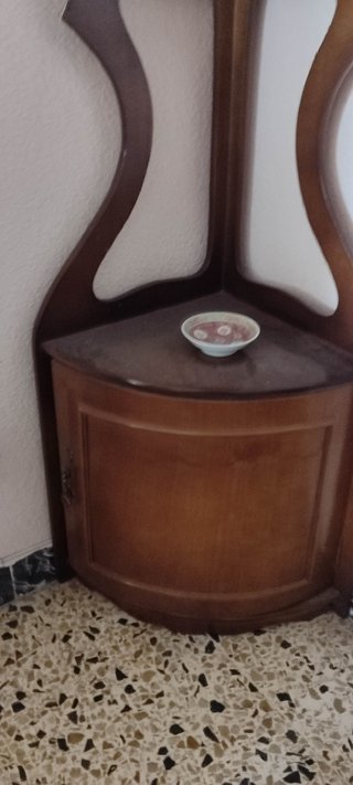 Estantería de madera rinconera con puerta