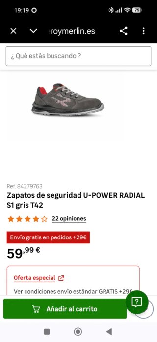 Zapatos de seguridad U-POWER grises y rojos 40