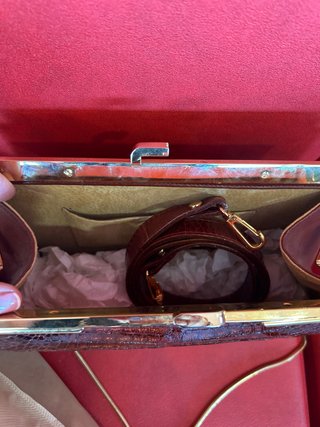 Bolso de mano cocodrilo auténtico dorado