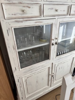 Vitrina de salón madera maciza y cristal