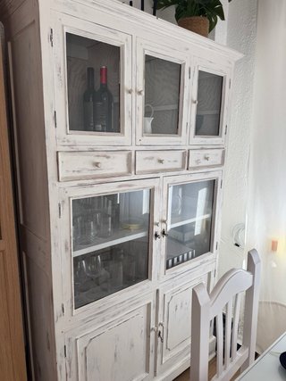 Vitrina de salón madera maciza y cristal
