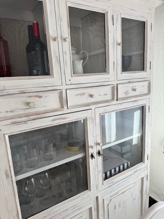 Vitrina de salón madera maciza y cristal