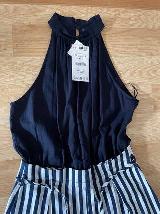 Mono Zara Rayas Blanco y azul
