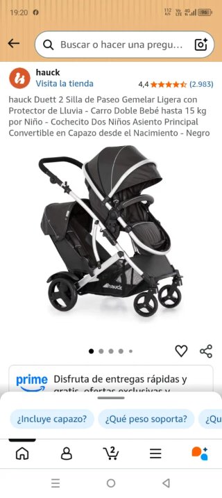 Carro Doble Bebé Hauck hasta 15kg
