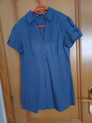 Camisa mujer manga corta azul