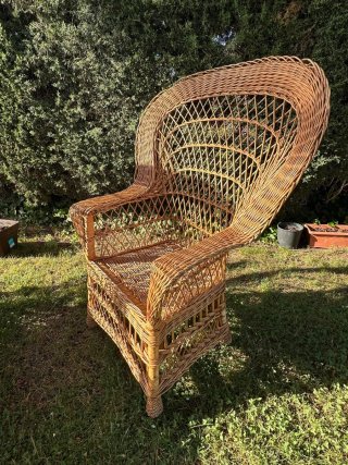 Conjunto mesa y 4 butacas mimbre