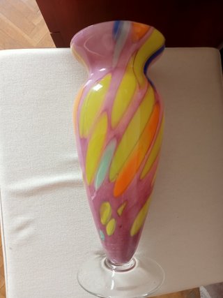 Jarrón de vidrio tipo Murano multicolor