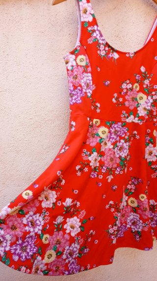Vestido Verano Flores Naranja Talla M