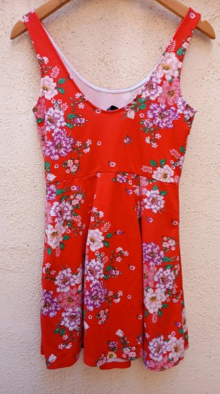Vestido Verano Flores Naranja Talla M