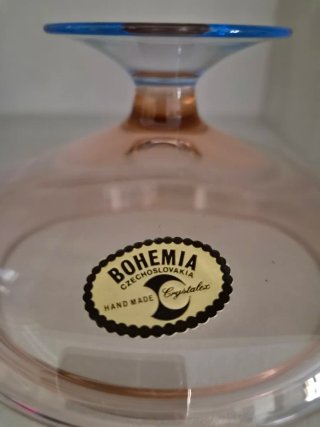 Set Vetro Bohemia Bicolore Rosa Azzurro