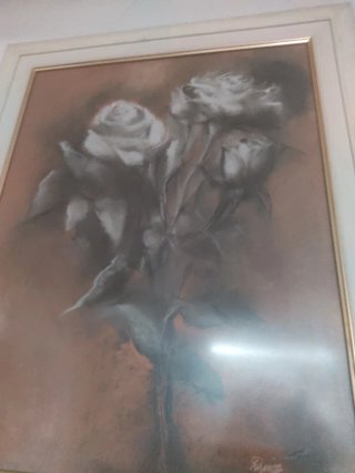 Cuadro de rosas en tonos marrones y grises
