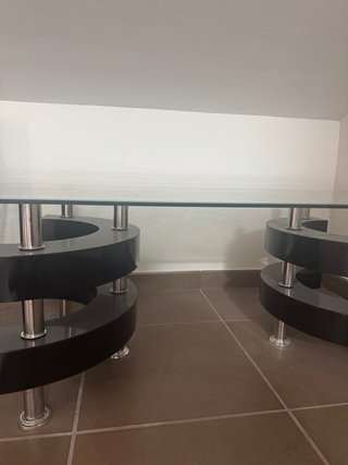 Mesa de centro cristal y metal