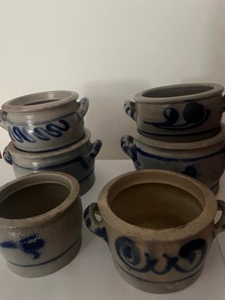 Juego 6 Macetas Cerámica Antiguas Decoradas
