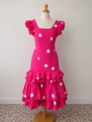 Vestido Flamenca Lunares Rosa