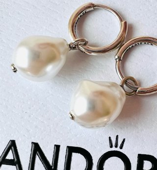 Pendientes Pandora Perla Blanca Plata